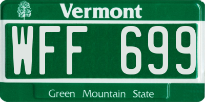 VT license plate WFF699
