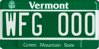 VT license plate WFG000