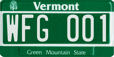 VT license plate WFG001