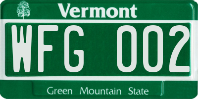 VT license plate WFG002