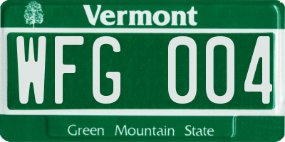 VT license plate WFG004