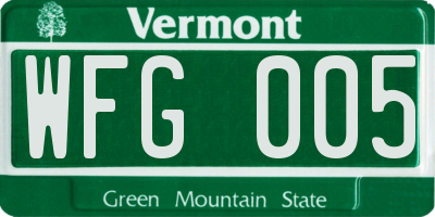 VT license plate WFG005
