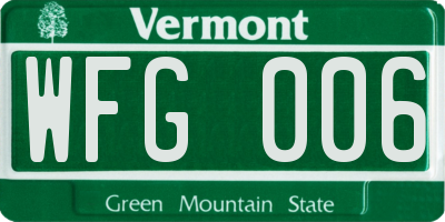 VT license plate WFG006
