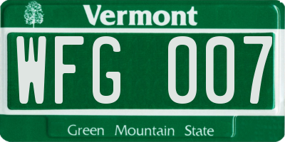 VT license plate WFG007