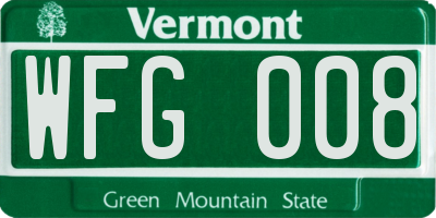 VT license plate WFG008