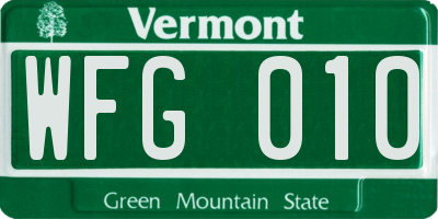 VT license plate WFG010