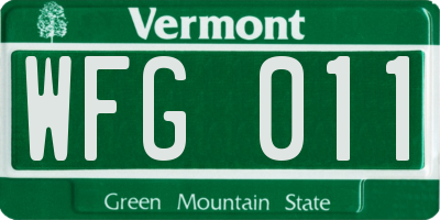 VT license plate WFG011