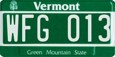 VT license plate WFG013