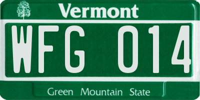 VT license plate WFG014