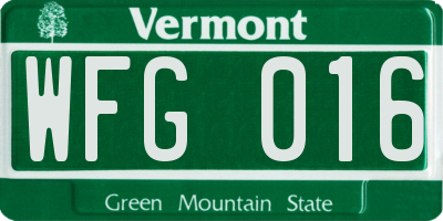VT license plate WFG016