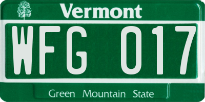 VT license plate WFG017