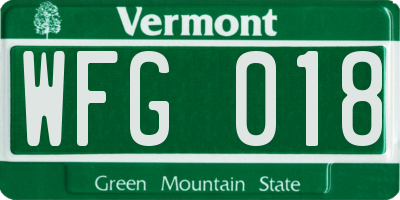 VT license plate WFG018