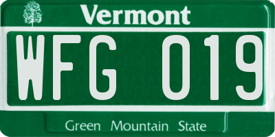 VT license plate WFG019