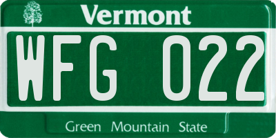 VT license plate WFG022