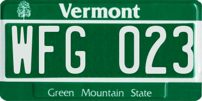 VT license plate WFG023