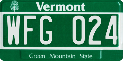 VT license plate WFG024