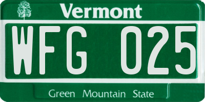 VT license plate WFG025