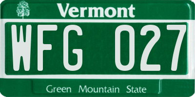 VT license plate WFG027