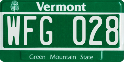 VT license plate WFG028