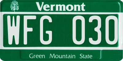 VT license plate WFG030