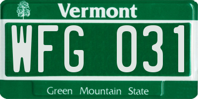 VT license plate WFG031