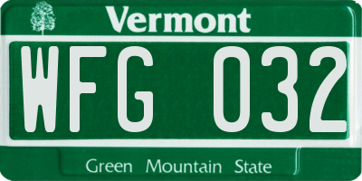 VT license plate WFG032