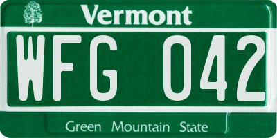 VT license plate WFG042