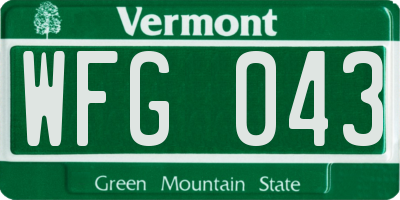 VT license plate WFG043