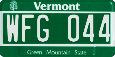 VT license plate WFG044
