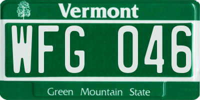 VT license plate WFG046