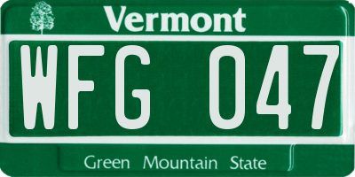 VT license plate WFG047