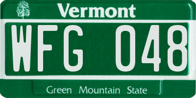 VT license plate WFG048