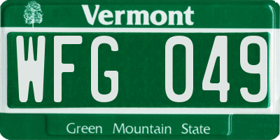 VT license plate WFG049