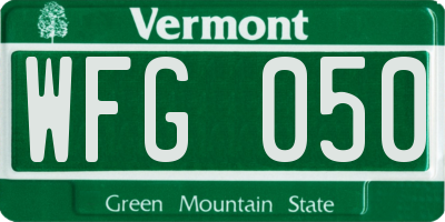 VT license plate WFG050
