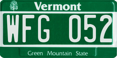 VT license plate WFG052