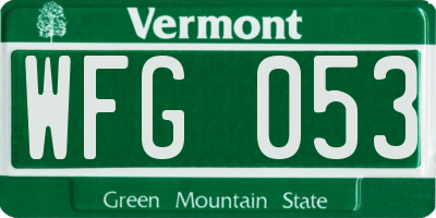 VT license plate WFG053