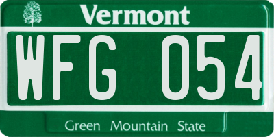 VT license plate WFG054