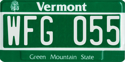 VT license plate WFG055