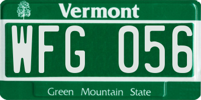 VT license plate WFG056
