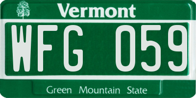 VT license plate WFG059