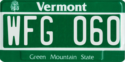 VT license plate WFG060