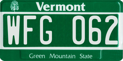 VT license plate WFG062
