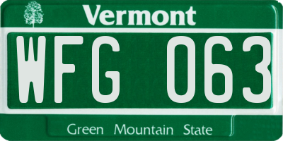 VT license plate WFG063