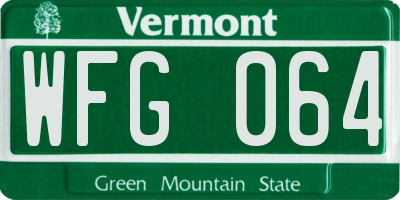VT license plate WFG064