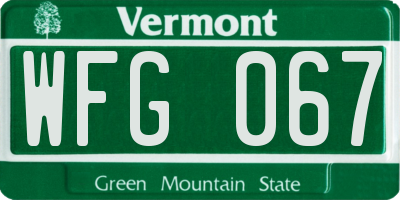 VT license plate WFG067