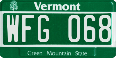 VT license plate WFG068