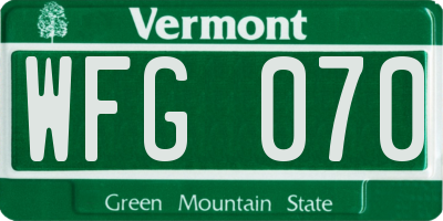 VT license plate WFG070