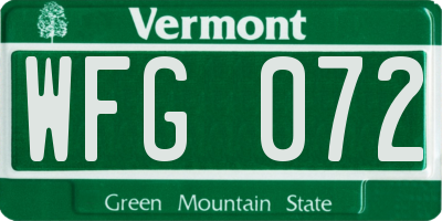 VT license plate WFG072