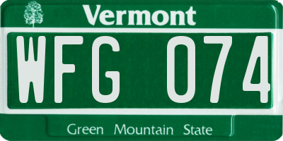 VT license plate WFG074