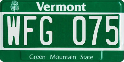 VT license plate WFG075